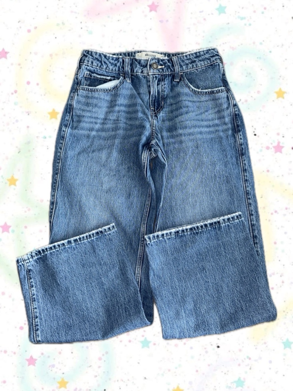 Hollister Medium Blue Low-Rise Baggy Jeans